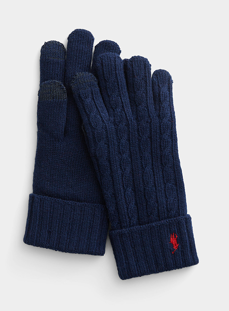 Polo Ralph Lauren Marine Blue Cable knit wool gloves for men
