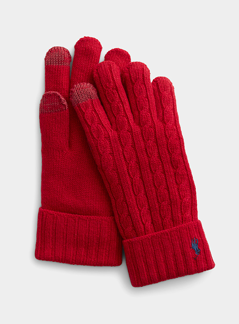 Polo Ralph Lauren Red Cable knit wool gloves for men