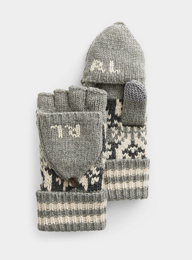 Polo Ralph Lauren: Le gant-capuchon tricot nordique Gris à motifs pour homme