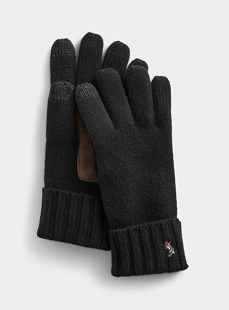 Polo Ralph Lauren Black Suede-palm wool gloves for men