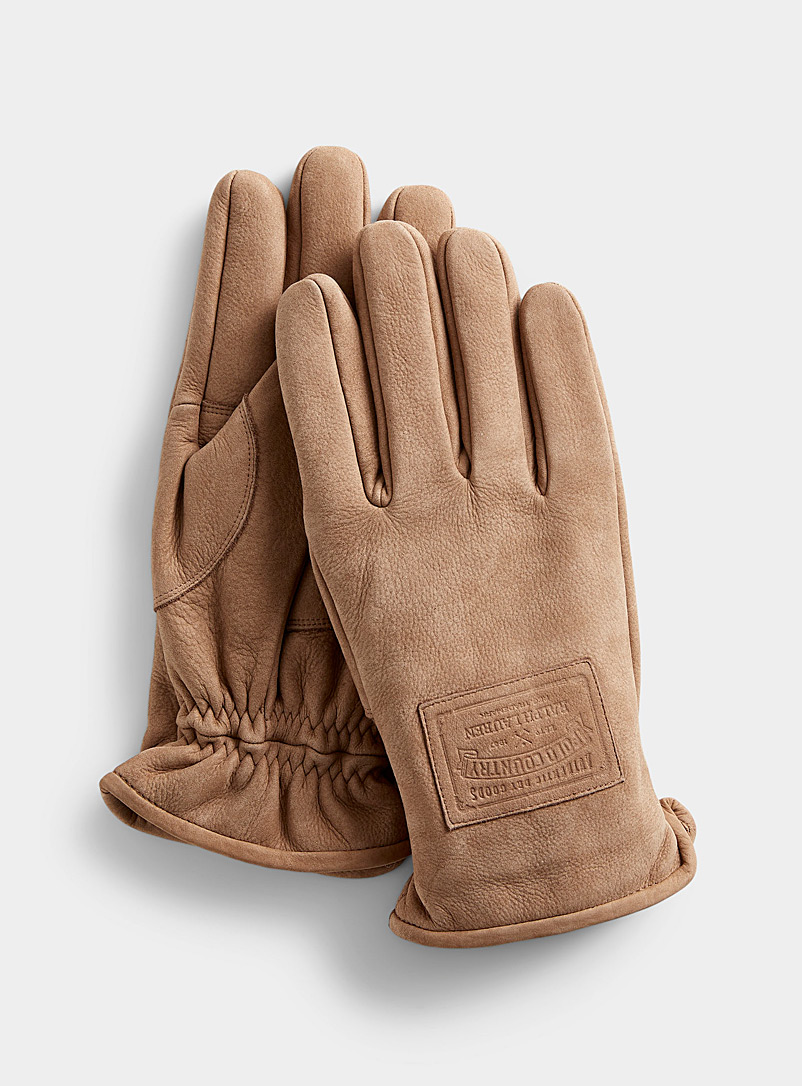 Polo Ralph Lauren Fawn Embossed patch leather gloves for men