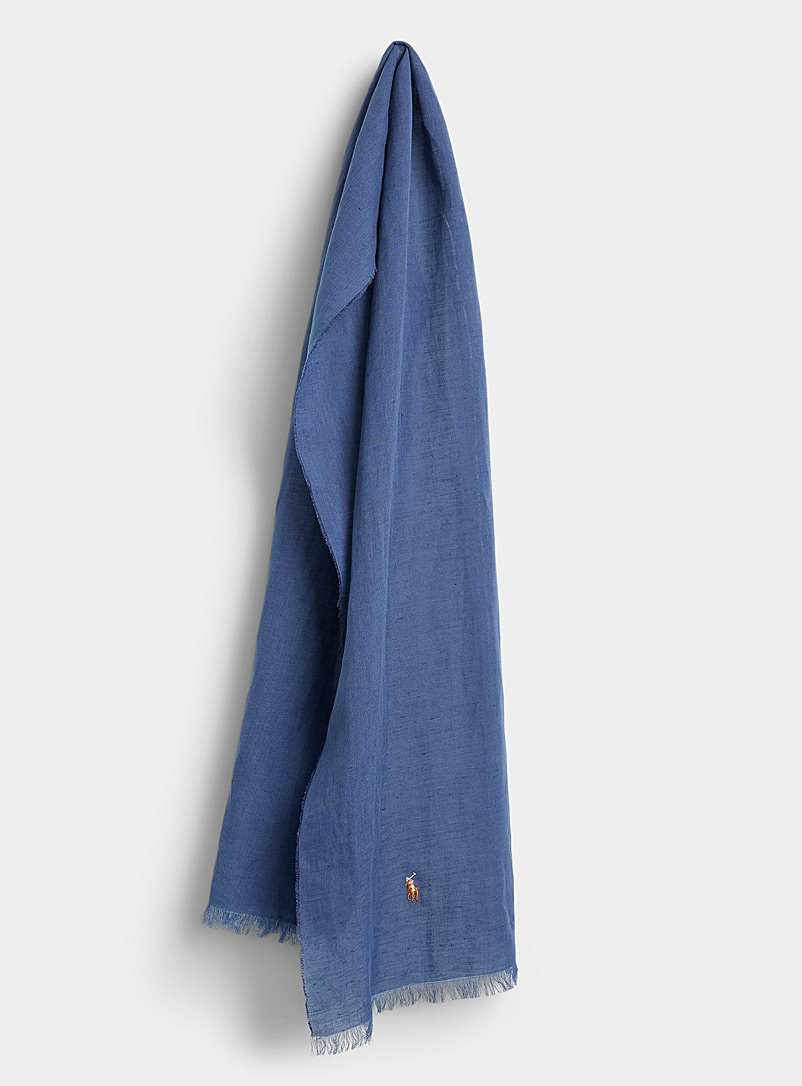 Polo Ralph Lauren Marine Blue Natural-hued linen scarf for men