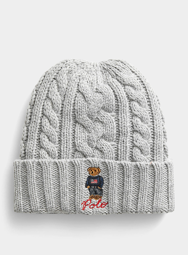 Polo Ralph Lauren Grey Teddy bear cable knit tuque for men