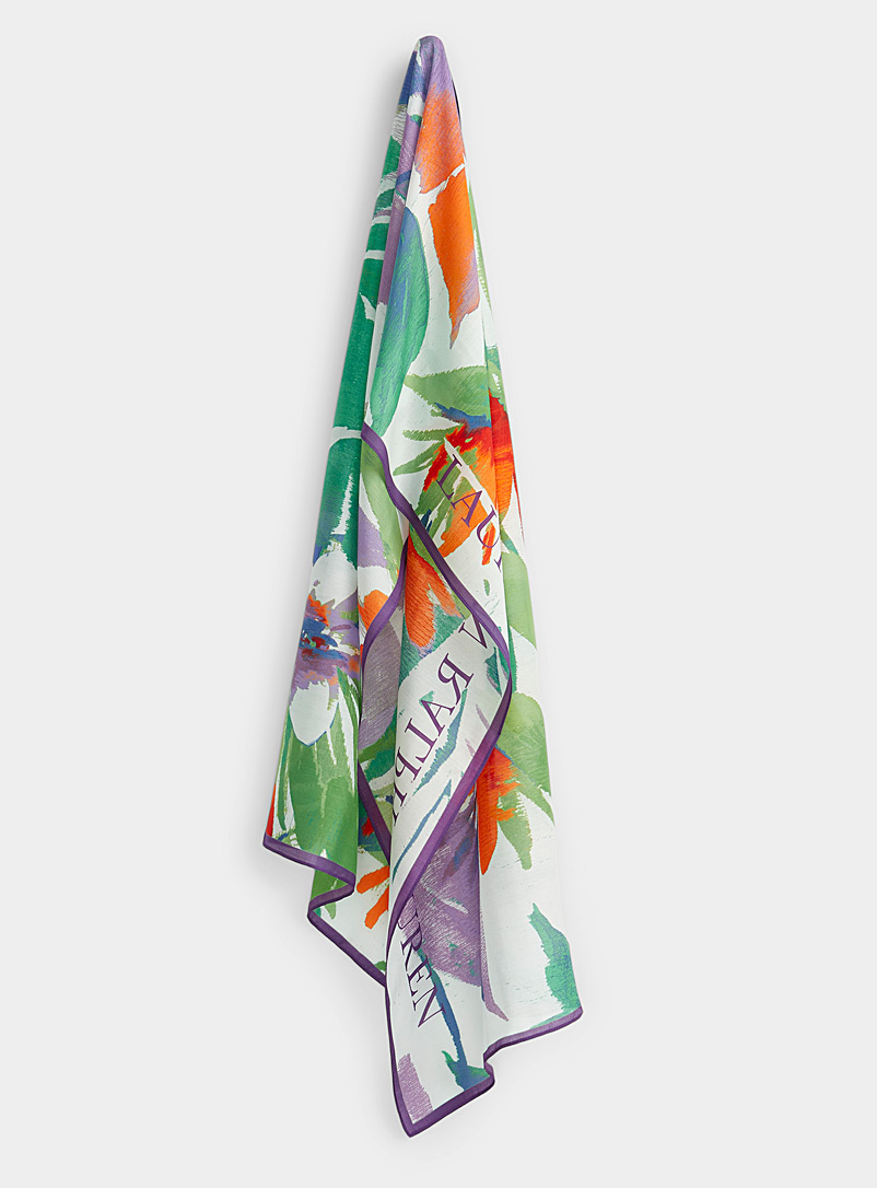 Lauren par Ralph Lauren: L'écharpe légère jardin tropical Blanc à motifs pour femme