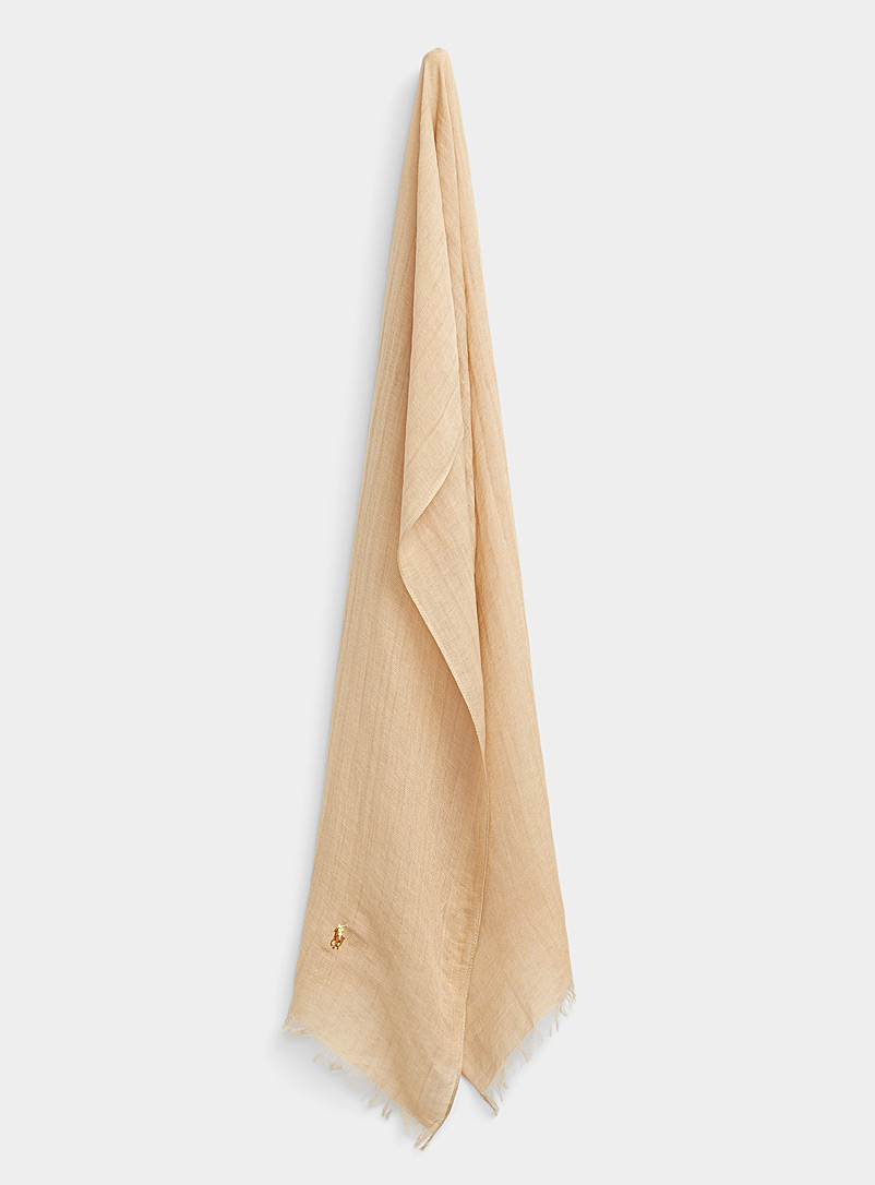 Polo Ralph Lauren: Le foulard lin teintes naturelles Tan beige fauve pour homme