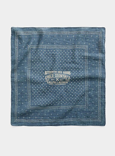 Le foulard &agrave; nouer logo vintage bleu denim