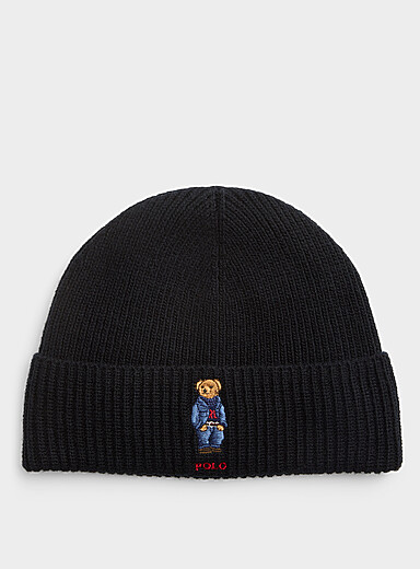 Embroidered teddy bear logo tuque