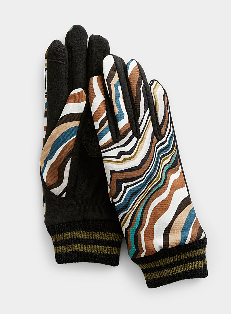 Echo Design Patterned Black Wave gloves for women