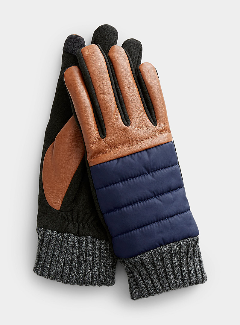 Echo Design: Le gant matelassé doigts cuir Marine pour femme
