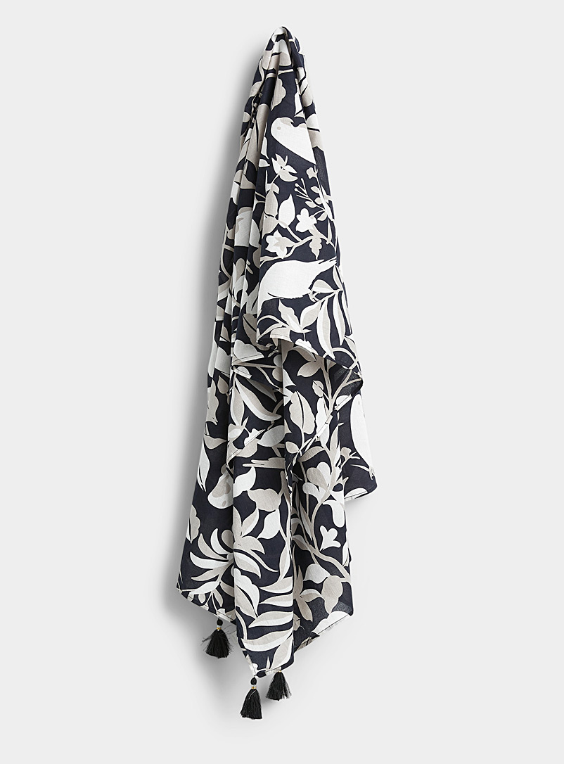 Echo Design Patterned Black Bird silhouette scarf for women