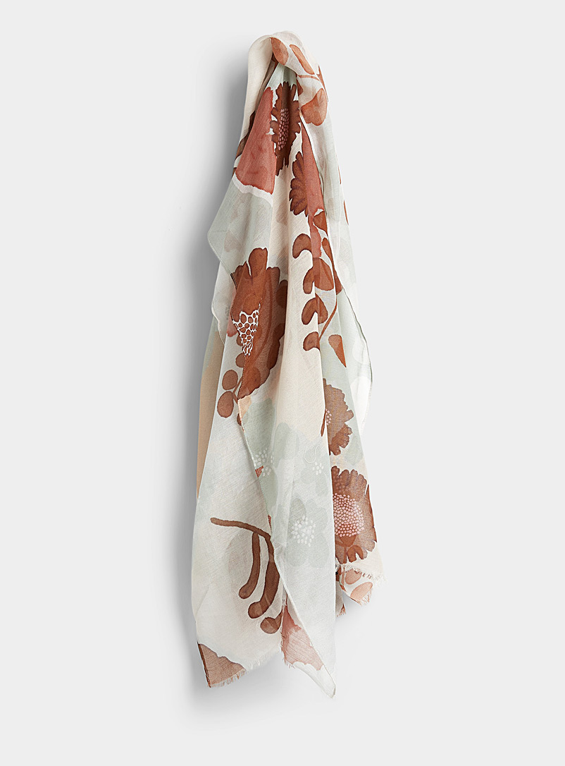 Echo Design Patterned Brown Painterly floral lightweight scarf for women