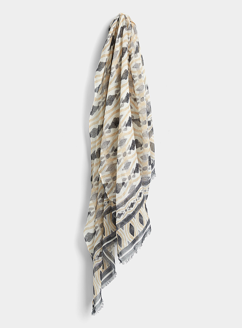 Echo Design Patterned Black Lightweight geo decor scarf for women