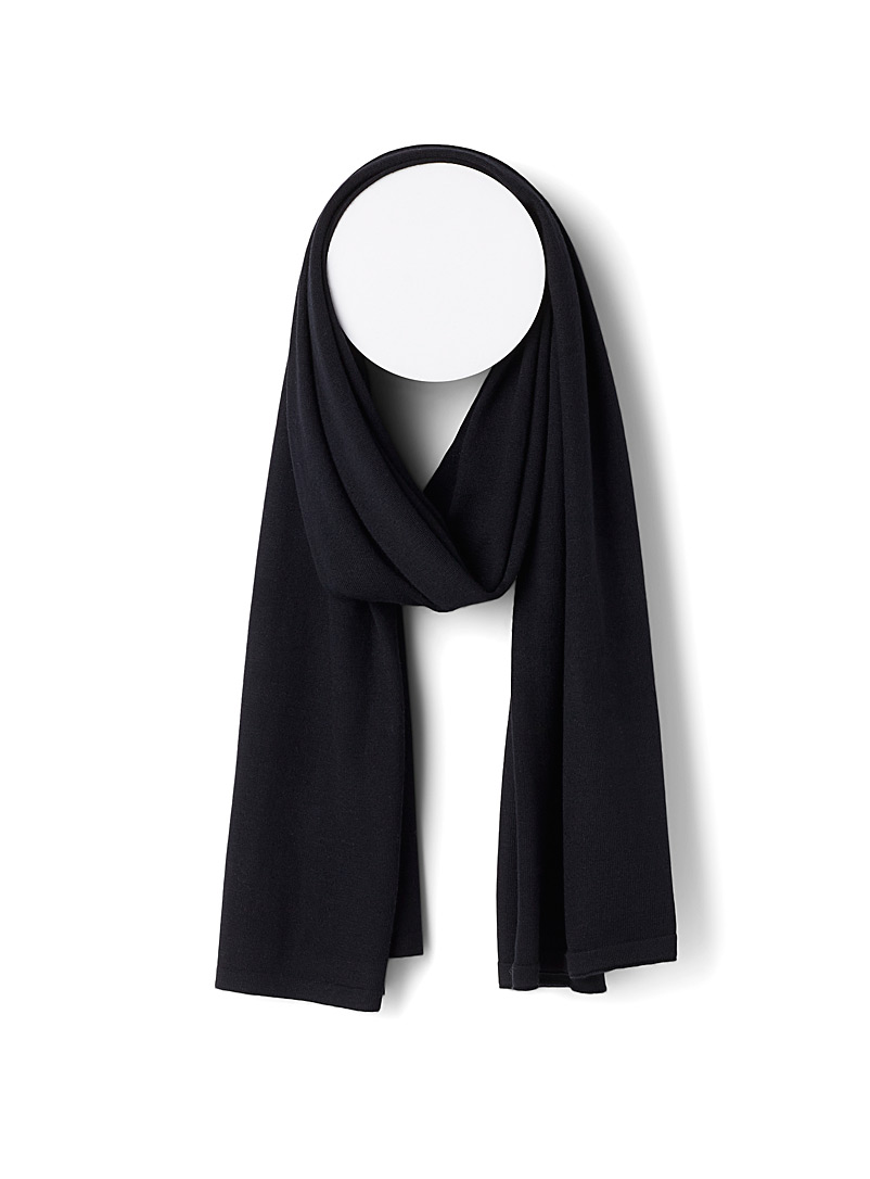 Echo Design Black Lightweight silky knit scarf for women