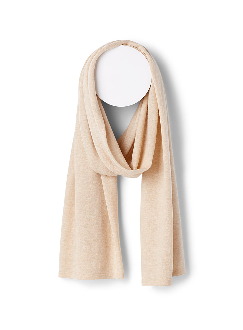 Echo Design: L'écharpe soyeuse tricot léger Beige crème pour femme
