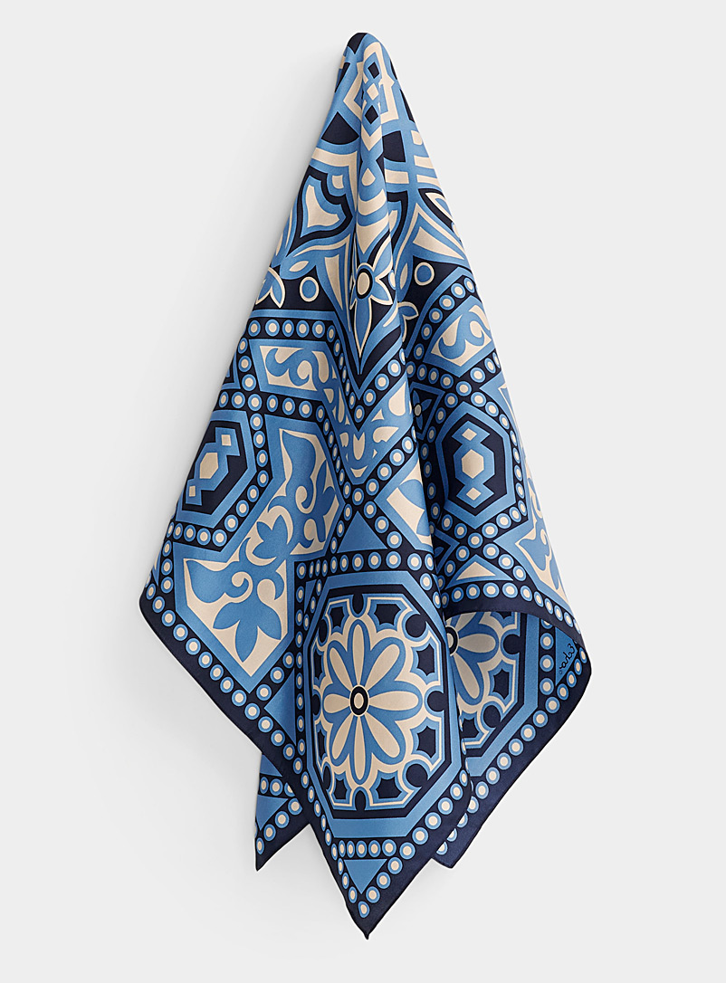 Echo Design Patterned Blue Rhythmic mosaic scarf for women