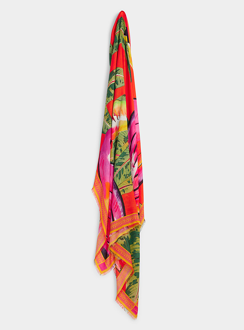 Echo Design Patterned Orange Toucan scarf for women