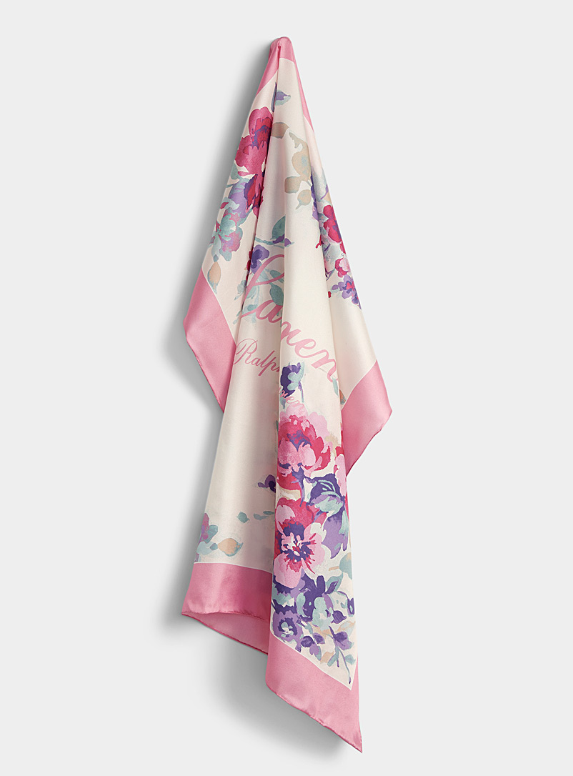 Lauren par Ralph Lauren Pink Diffused flower silk scarf for women