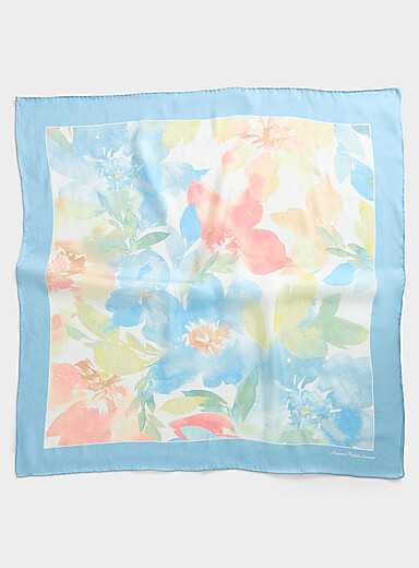Painterly flower pure silk large scarf