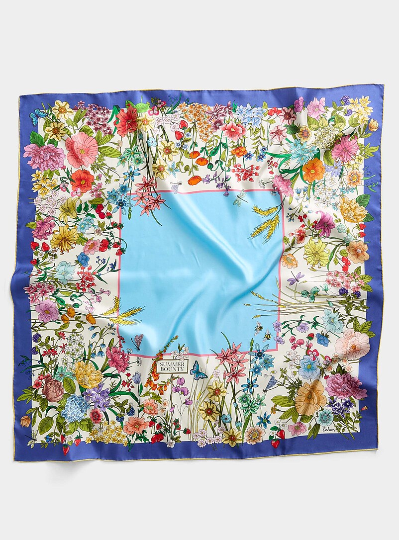 Spring flower pure silk scarf | Simons | | Simons