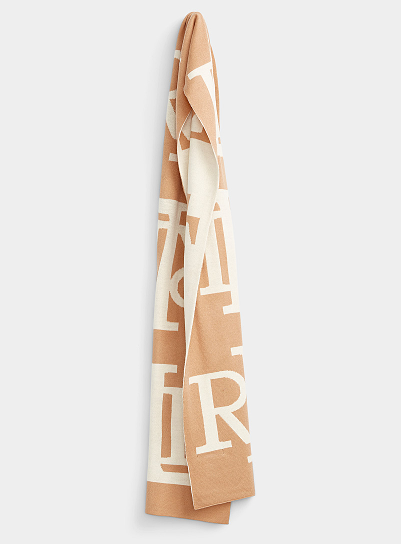 Lauren par Ralph Lauren: L'écharpe monogramme tons neutres Brun à motifs pour femme