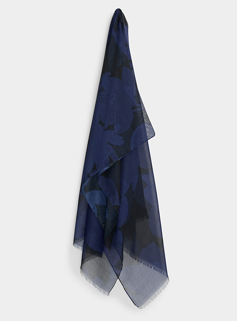 Echo Design: L'écharpe légère silhouettes florales Marine pour femme