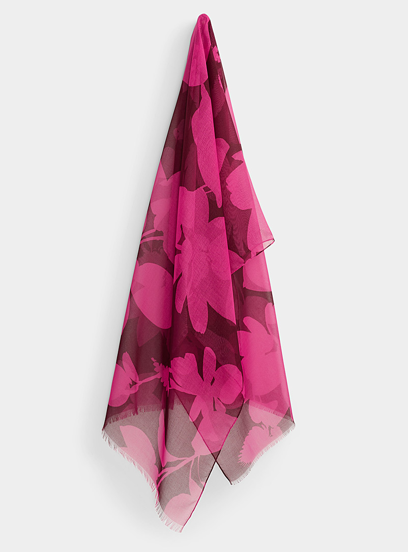 Echo Design: L'écharpe légère silhouettes florales Rose pour femme