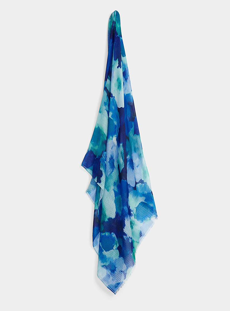 Echo Design Patterned Blue Diffused flower textured lightweight scarf for women