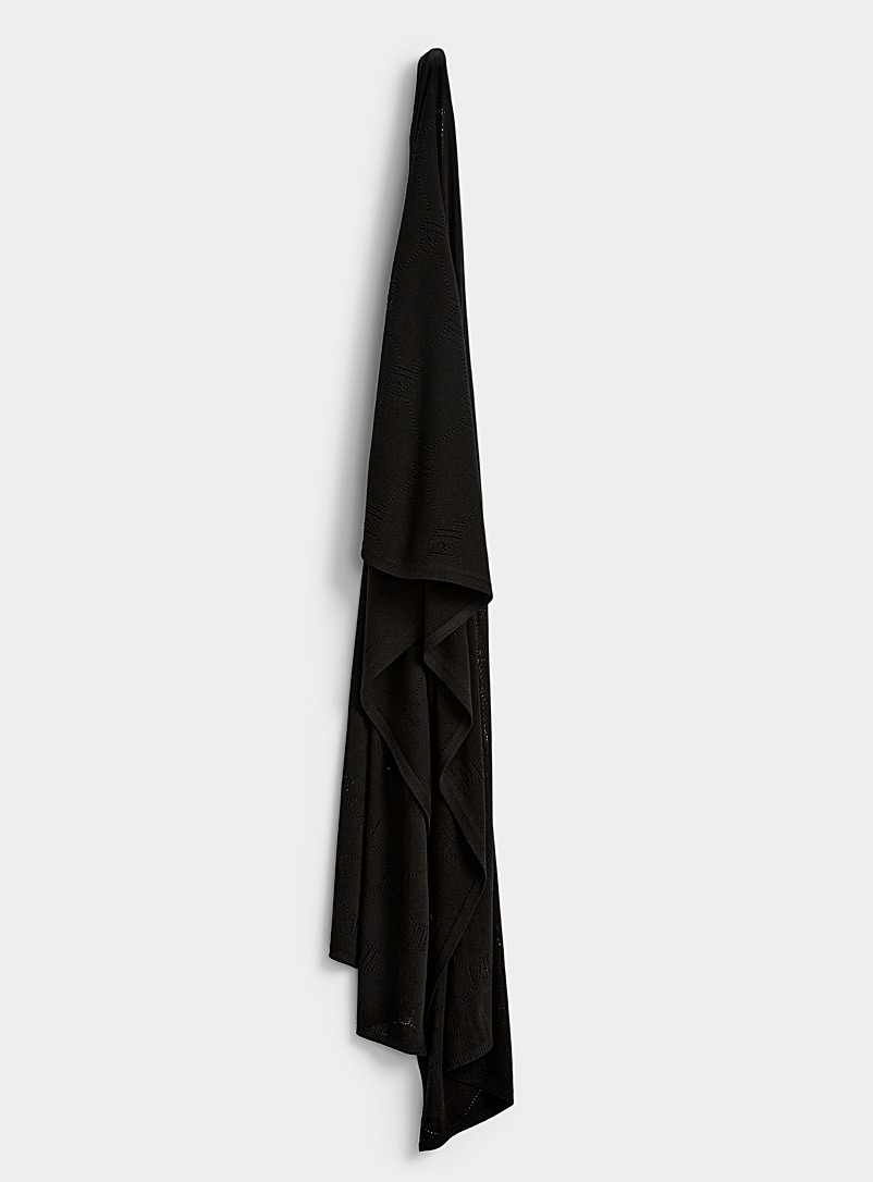 Lauren par Ralph Lauren: L'écharpe légère logo ajouré Noir pour femme