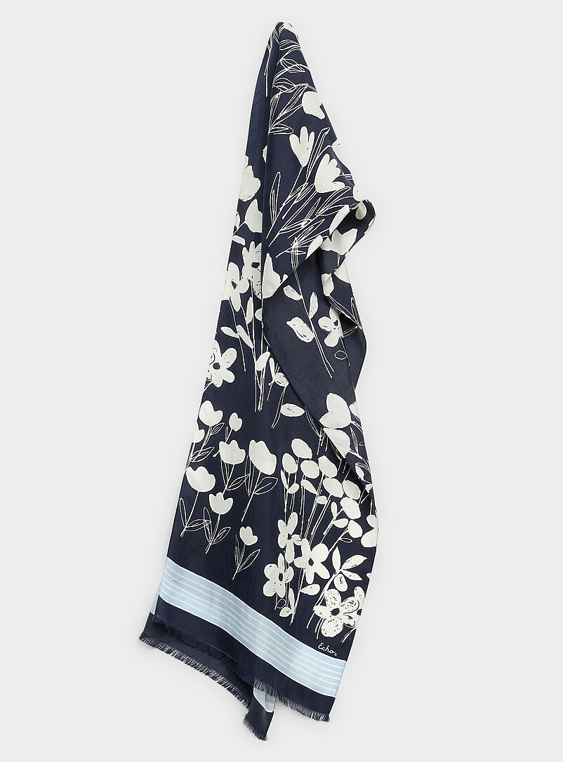 Écharpe Femme Boho Chic Imprimée Florale à Franges – Foulard Léger Et Élégant 180x90 Cm – Parfait Pour Toutes Saisons