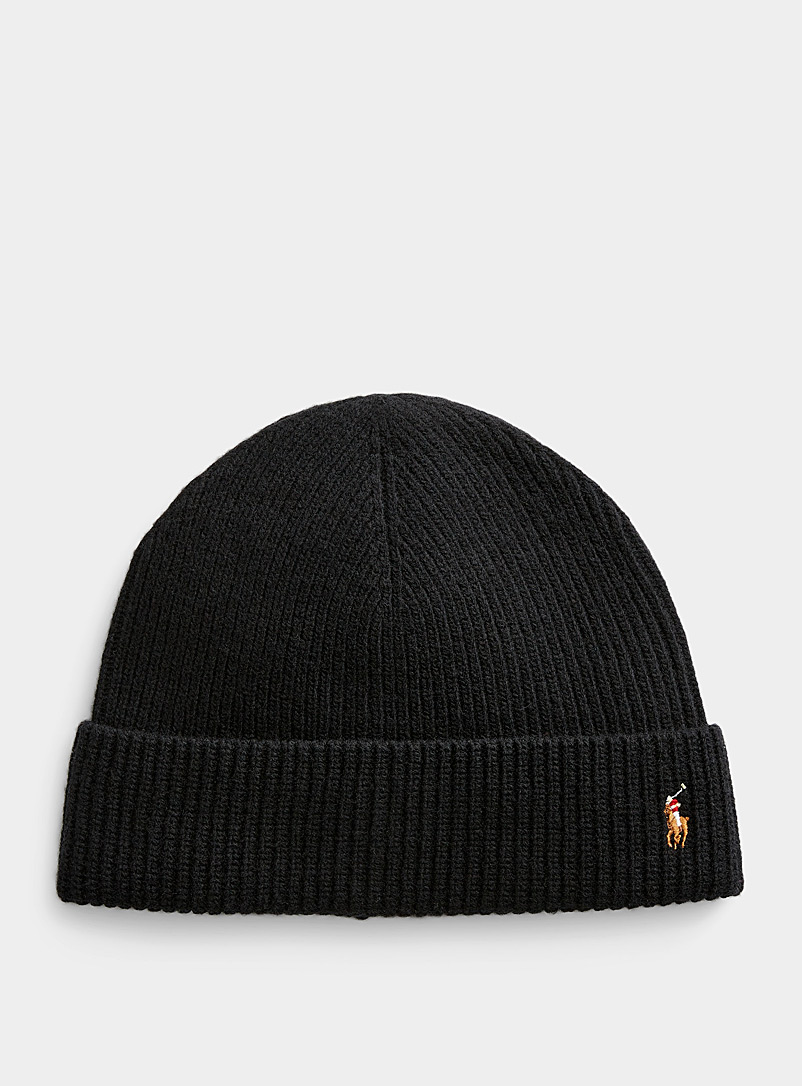 Polo Ralph Lauren Black Signature embroidery cuffed tuque for women