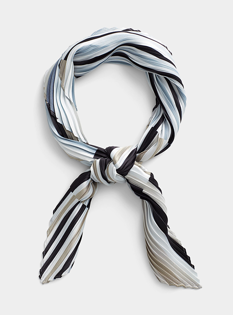 Echo Design Patterned Black Neutral stripe pleated scarf for women