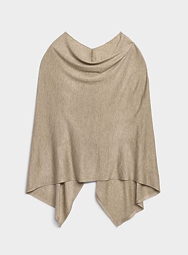 Merino-blend fine-knit poncho