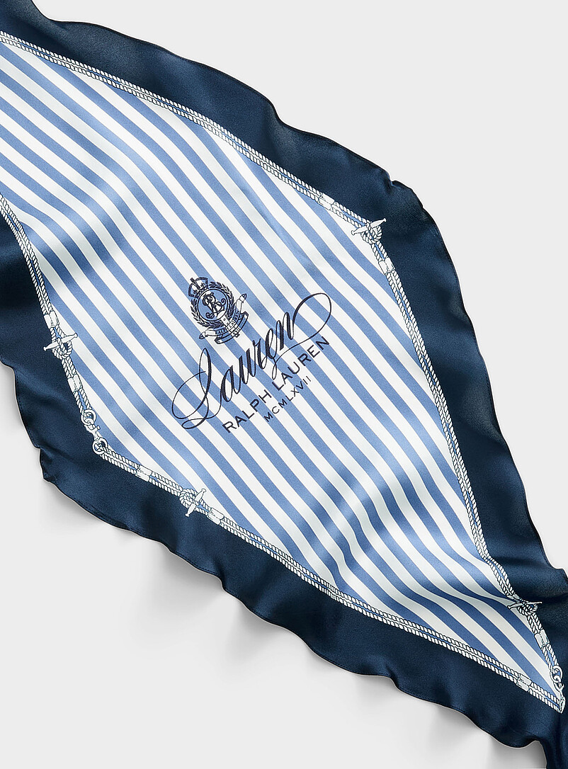 Lauren Ralph Lauren Navy/Midnight Blue Nautical stripe scarf pure silk for women