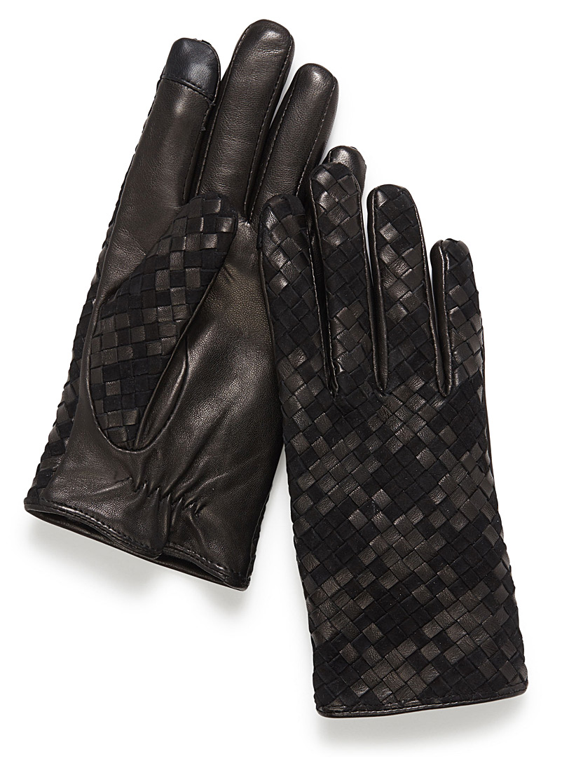 braided leather gloves