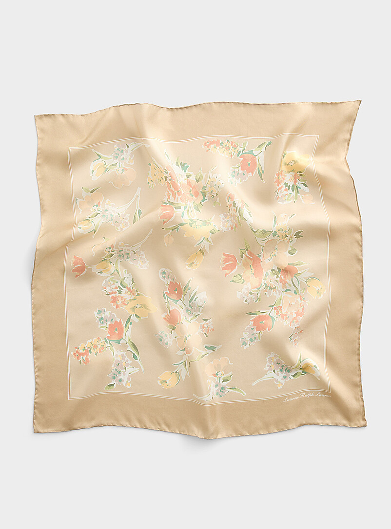 Pure silk pastel floral scarf product image (primary)