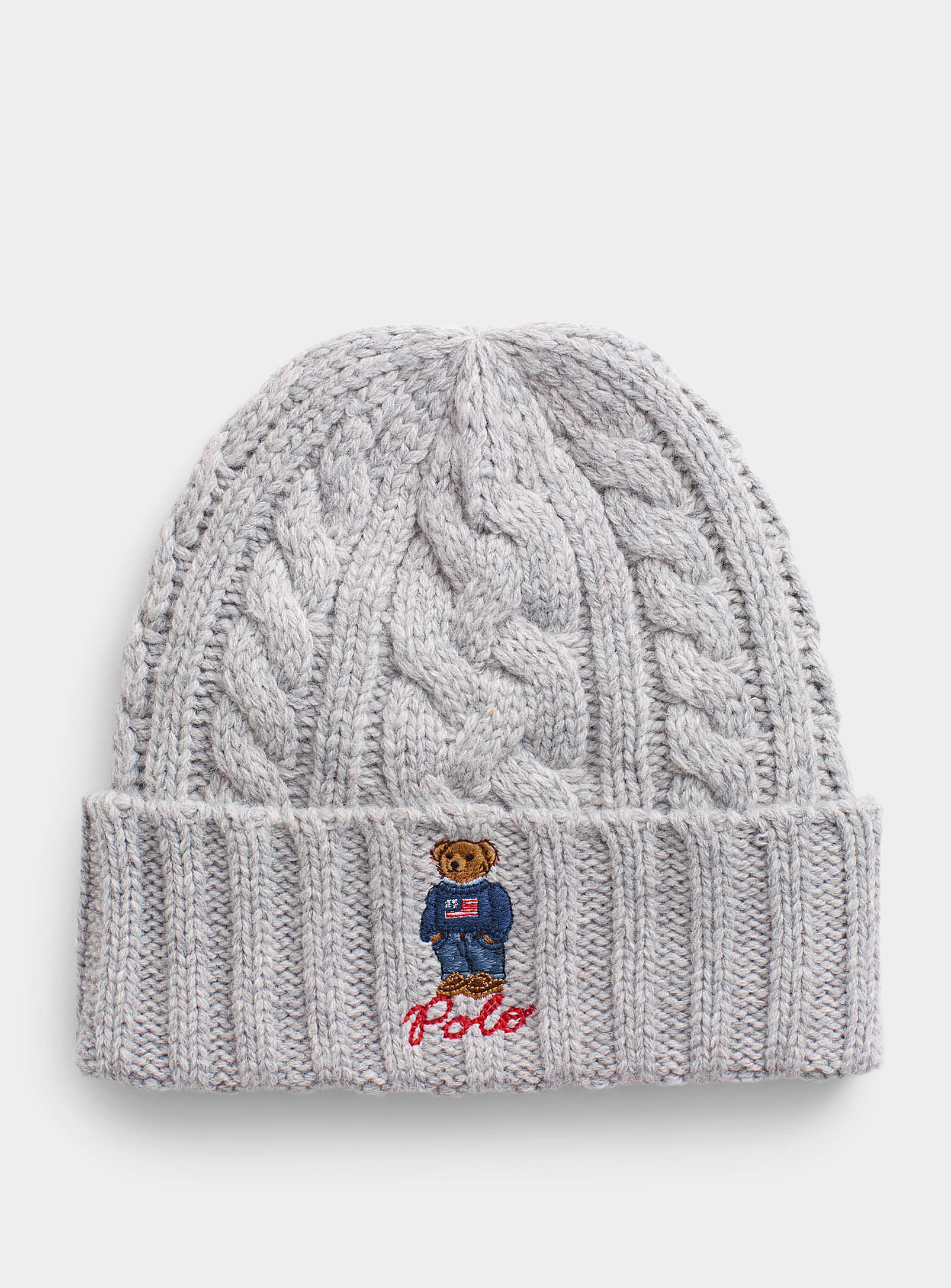 Polo Ralph Lauren Teddy Bear Cable-knit Tuque In Gray