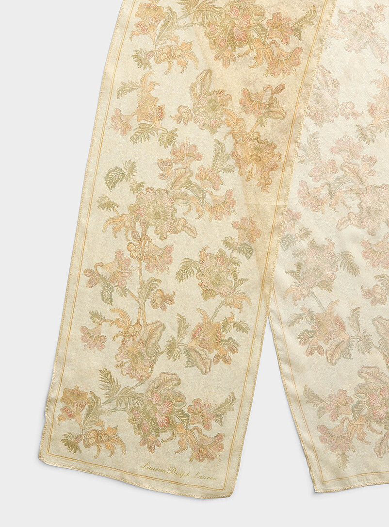Long sheer 100% silk baroque flower scarf product image 2