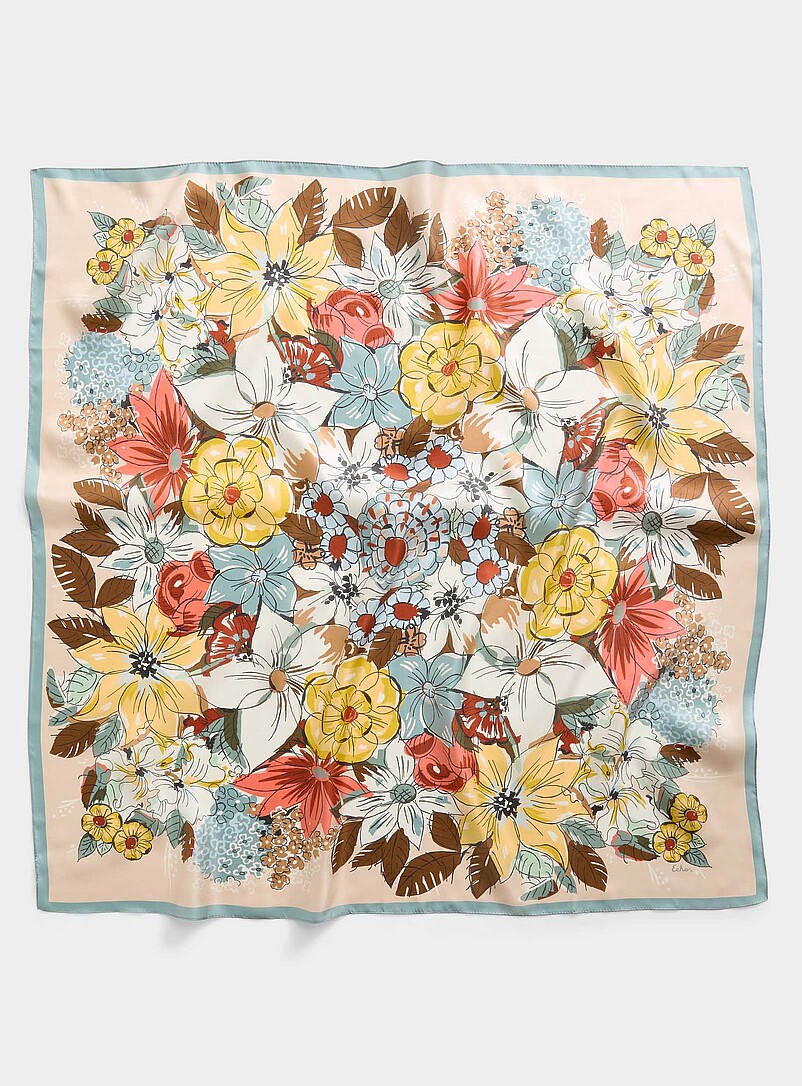 Drawn Bouquet Pure Silk Scarf