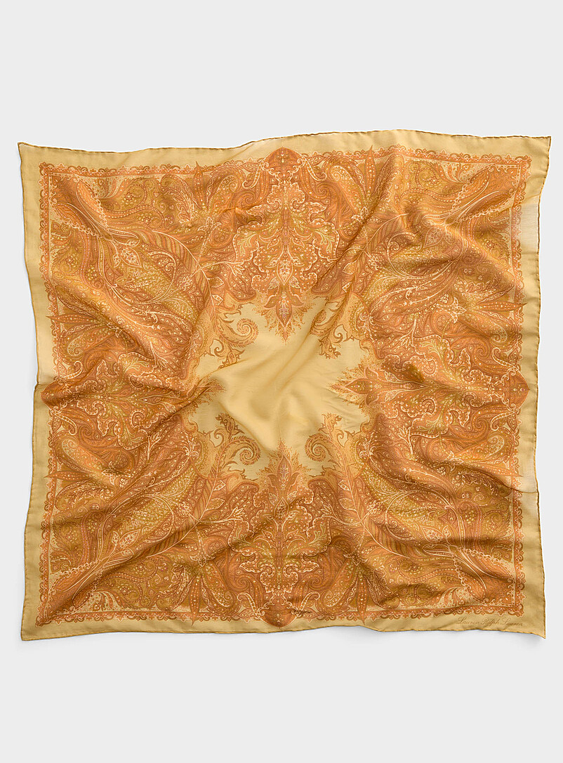 Large sheer gold paisley scarf product image (primary)