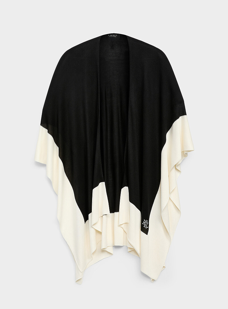 Neutral colour block shawl product image (primary)