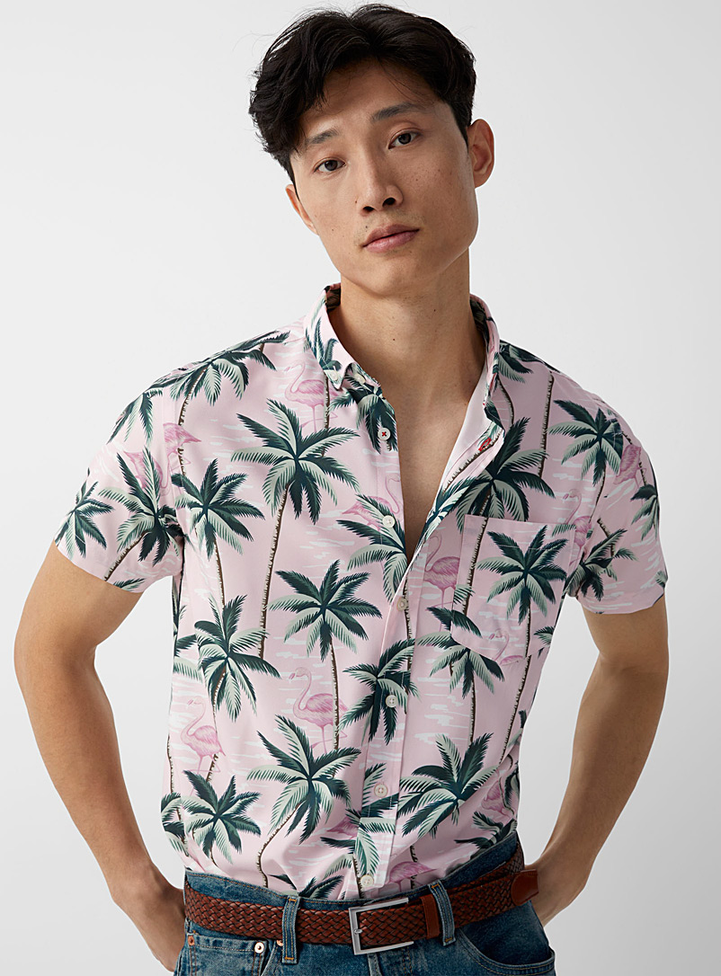 Report Collection Pink Soft exotic flamingo shirt Comfort fit for men