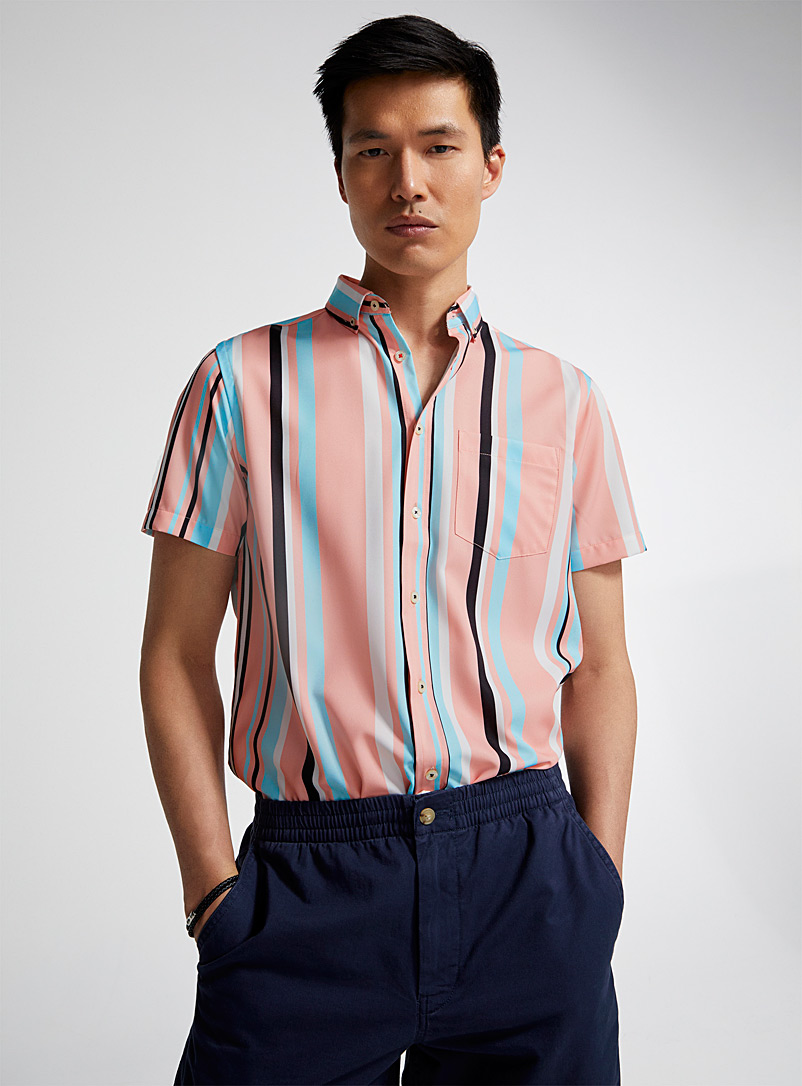 Report Collection Pink Pastel stripe fluid shirt for men