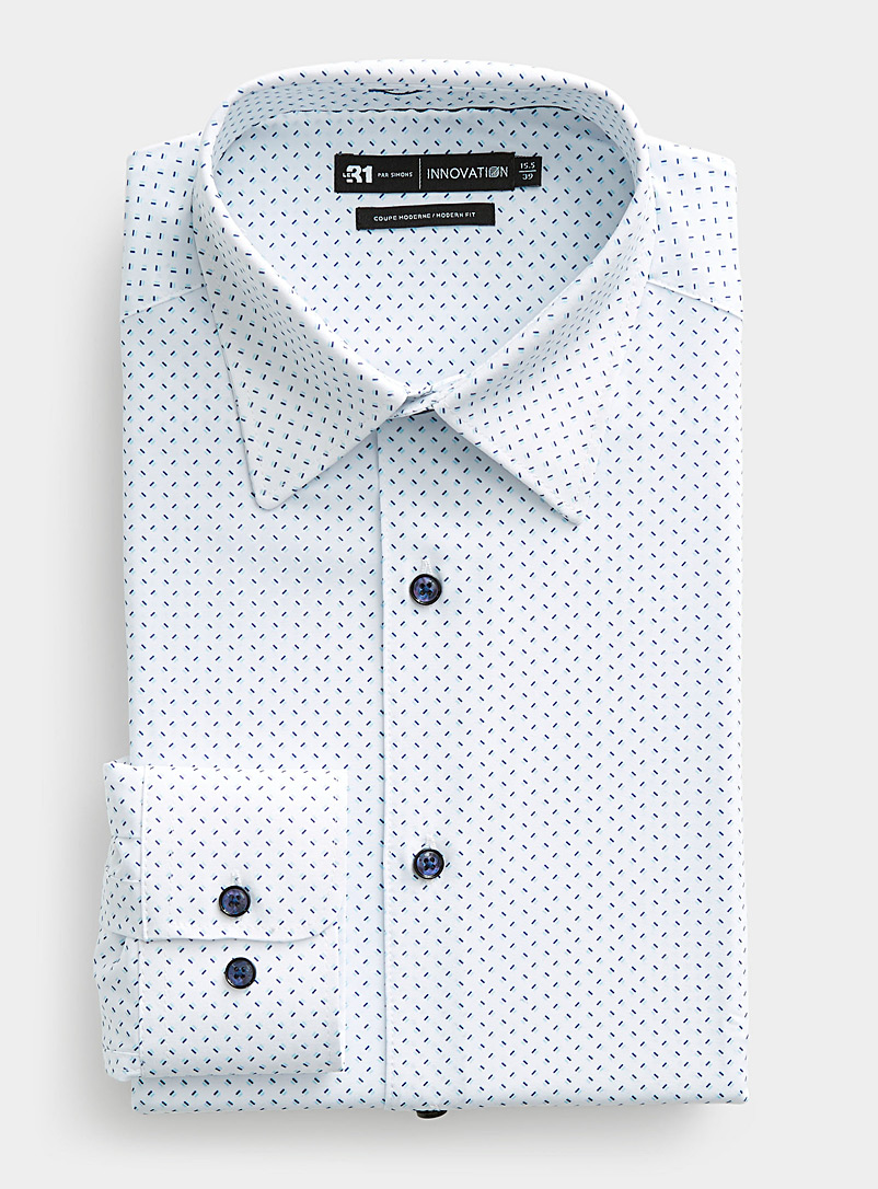 Le 31: La chemise fluide bâtonnets deux tons Coupe moderne <b>Collection Innovation</b> Blanc pour homme