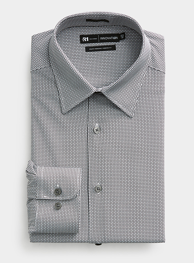Le 31: La chemise fluide géométrie rétro Coupe moderne <b>Collection Innovation</b> Brun pour homme