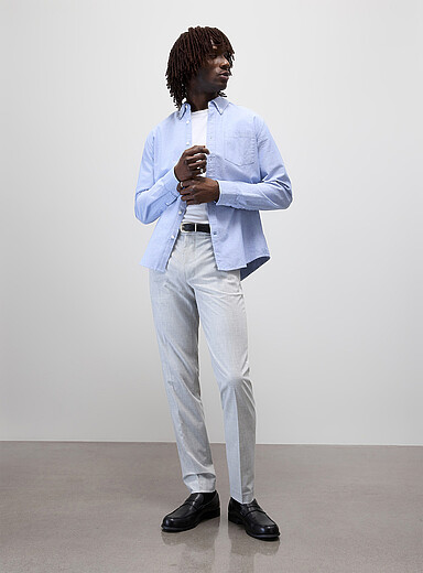 Victor Emmanuel: Le pantalon taille confort uni Gris clair pour homme