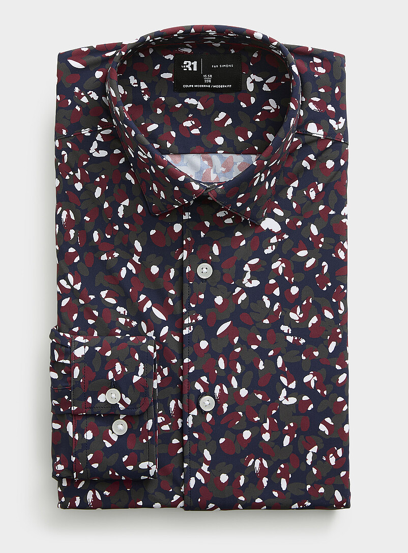 Chemise Homme Manches Longues Imprimé Chat Abstrait - Coupe Droite, Tissu Polyester - Pour Look Décontracté - 9