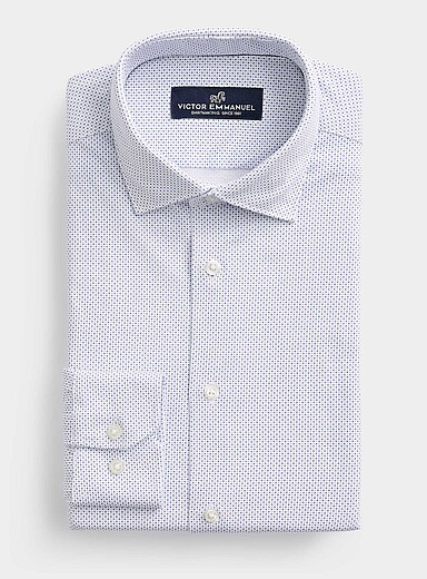 Victor Emmanuel White Mini-star stretch shirt <b>Modern fit</b> for men