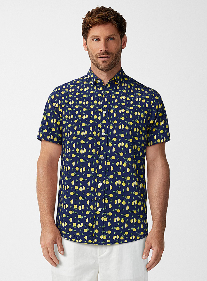 Report Collection Patterned navy  Soft sweet lemonade shirt for men