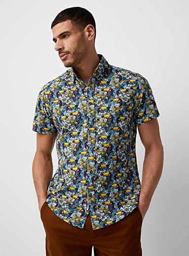 Report Collection Patterned navy  Soft parrots shirt for men