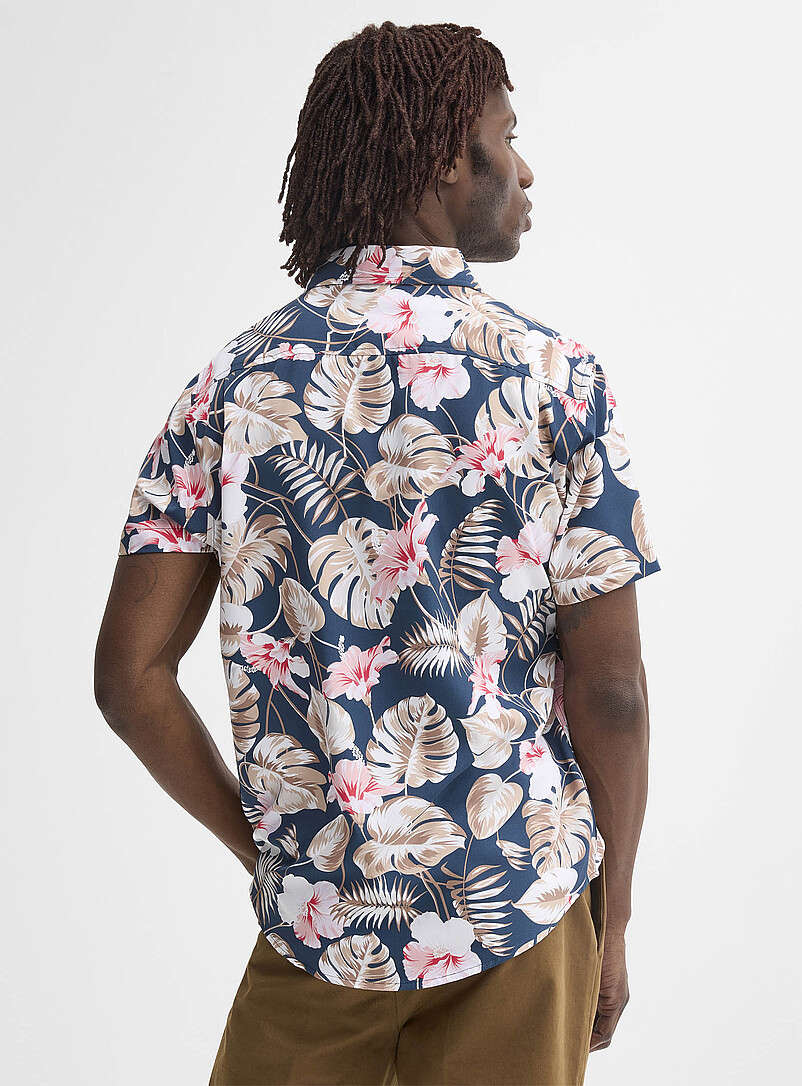 Report Collection: La chemise souple hibiscus <b>Coupe r&eacute;guli&egrave;re</b> Bleu marine - Bleu nuit pour homme